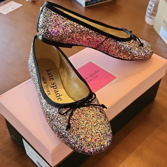 Kate Spade Honey glitter ballet flats rainbow - Picture 2 of 12